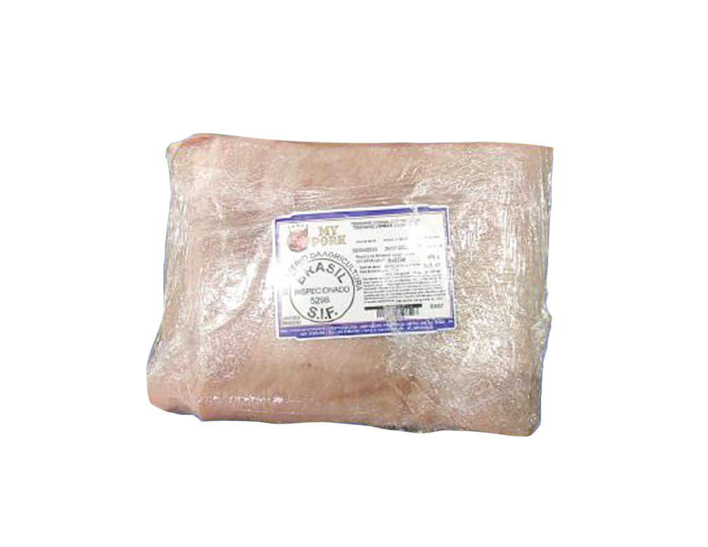TOUCINHO LOMBAR SUÍNO COM PELE CONGELADO MY PORK 4 KG (CX 19 KG)